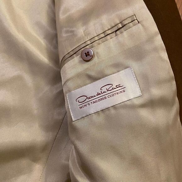 Oscar de la Renta Men's Tailored Clothing Brown Wool Blazer Size 42R - Picture 4 of 5